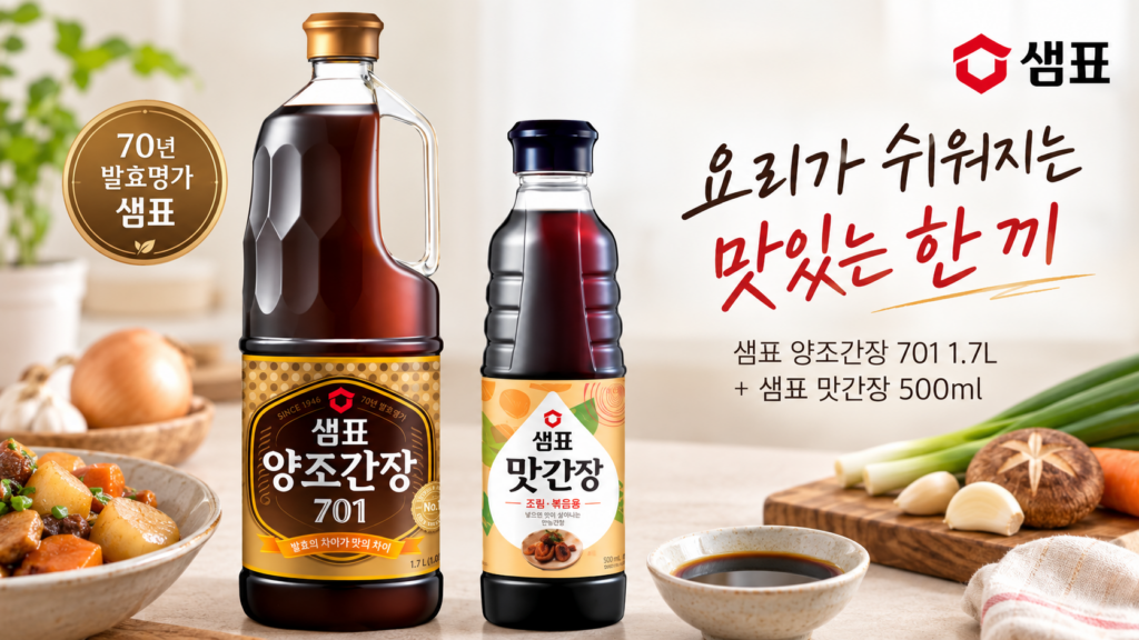 샘표 양조간장 701 1.7L 가격, 샘표 맛간장까지 세트 구성 제품 이미지