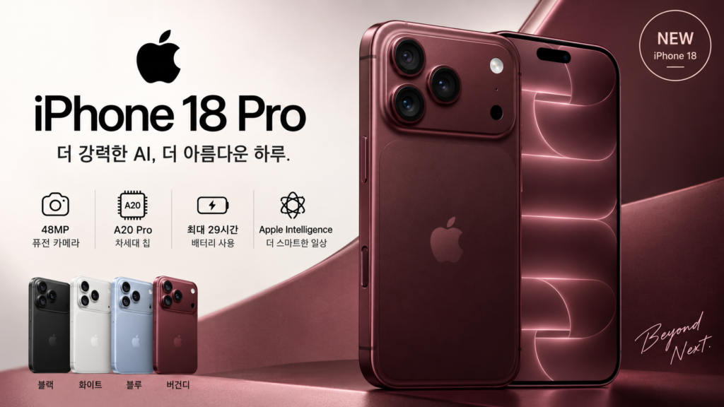 아이폰 18 프로 사전예약 가격, 출시일 디자인 버건디 색상 총정리 제품 이미지
