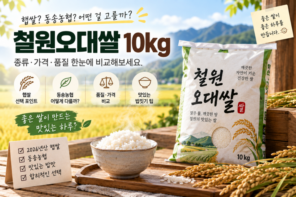 철원오대쌀 10kg 선택 어렵다면? 햅쌀·동송농협·등급 고르는 기준 제품 이미지