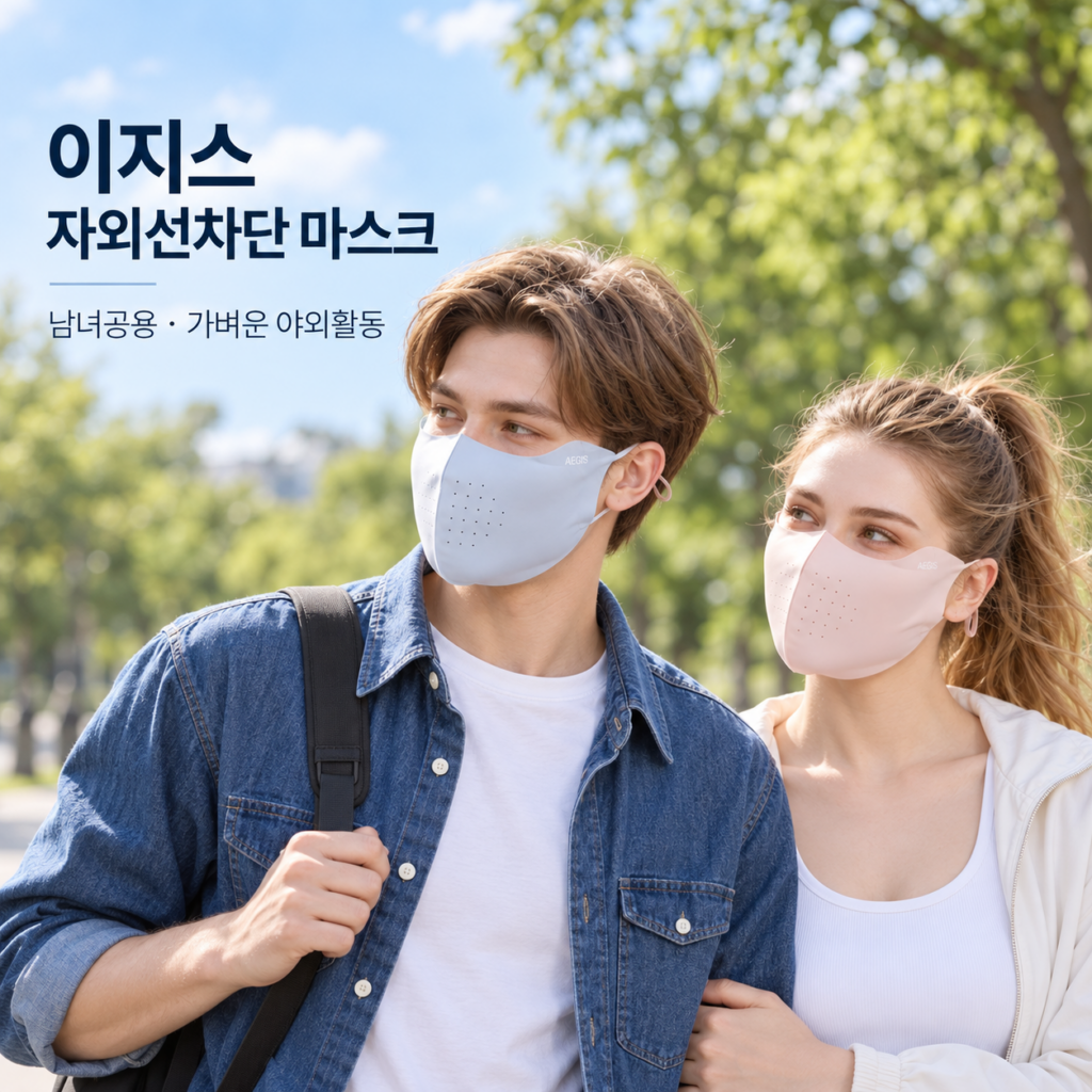 숨쉬기 편한 마스크, 이지스 자외선차단 무봉제 마스크 제품 이미지