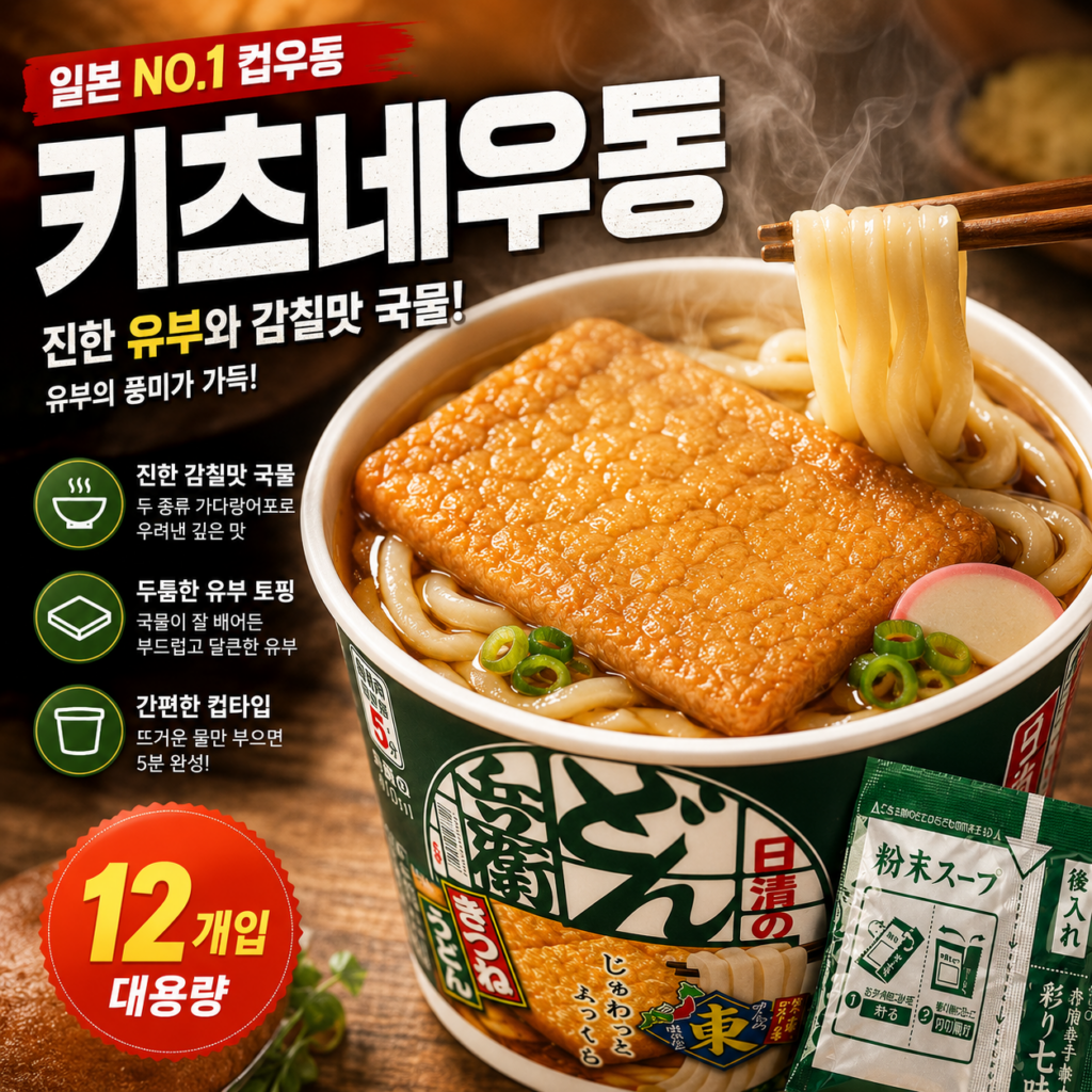 닛신돈베이키츠네우동 12개 가격과 1개당 용량 제품 이미지