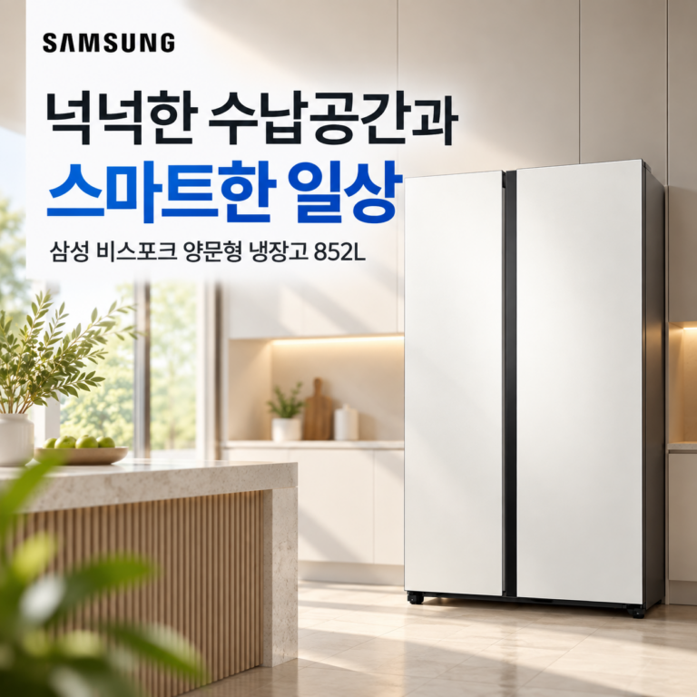 2도어 양문형 냉장고 추천, 삼성 비스포크 852L 코타화이트