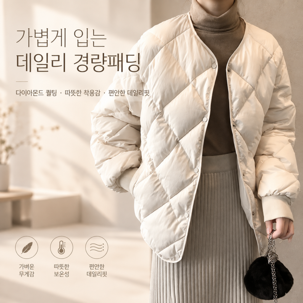 여성 초경량패딩 추천, 홀리데이 1+1 누빔 점퍼 제품 이미지