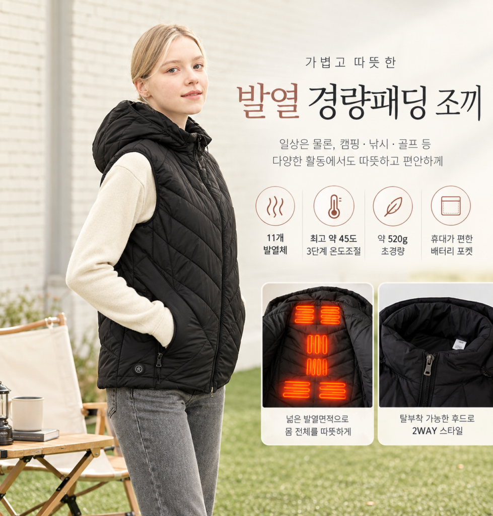 발열조끼 추천 프롬비 FE244, 발열조끼보조배터리와 열선조끼 특징 제품 이미지