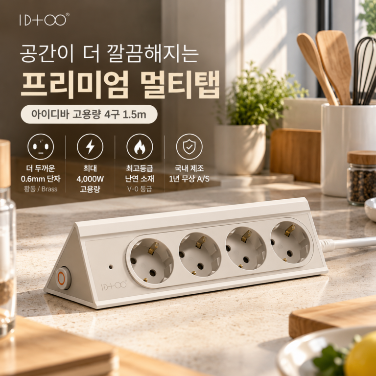 아이디투 아이디바 멀티탭 4구, 고용량 누전차단 멀티탭 추천