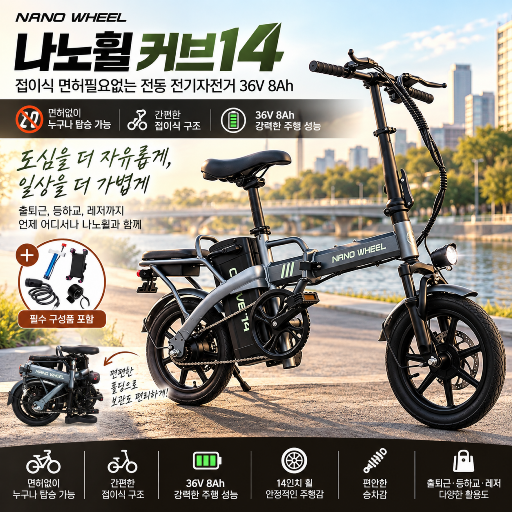 나노휠 커브14 가성비 전기자전거 가격, 접이식 출퇴근 추천 제품 이미지