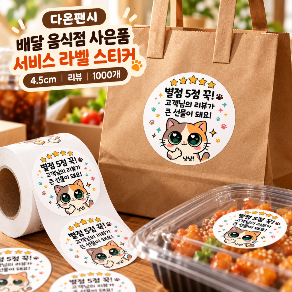 배달 리뷰 스티커 추천, 다온팬시 음식점 서비스 스티커 제품 이미지