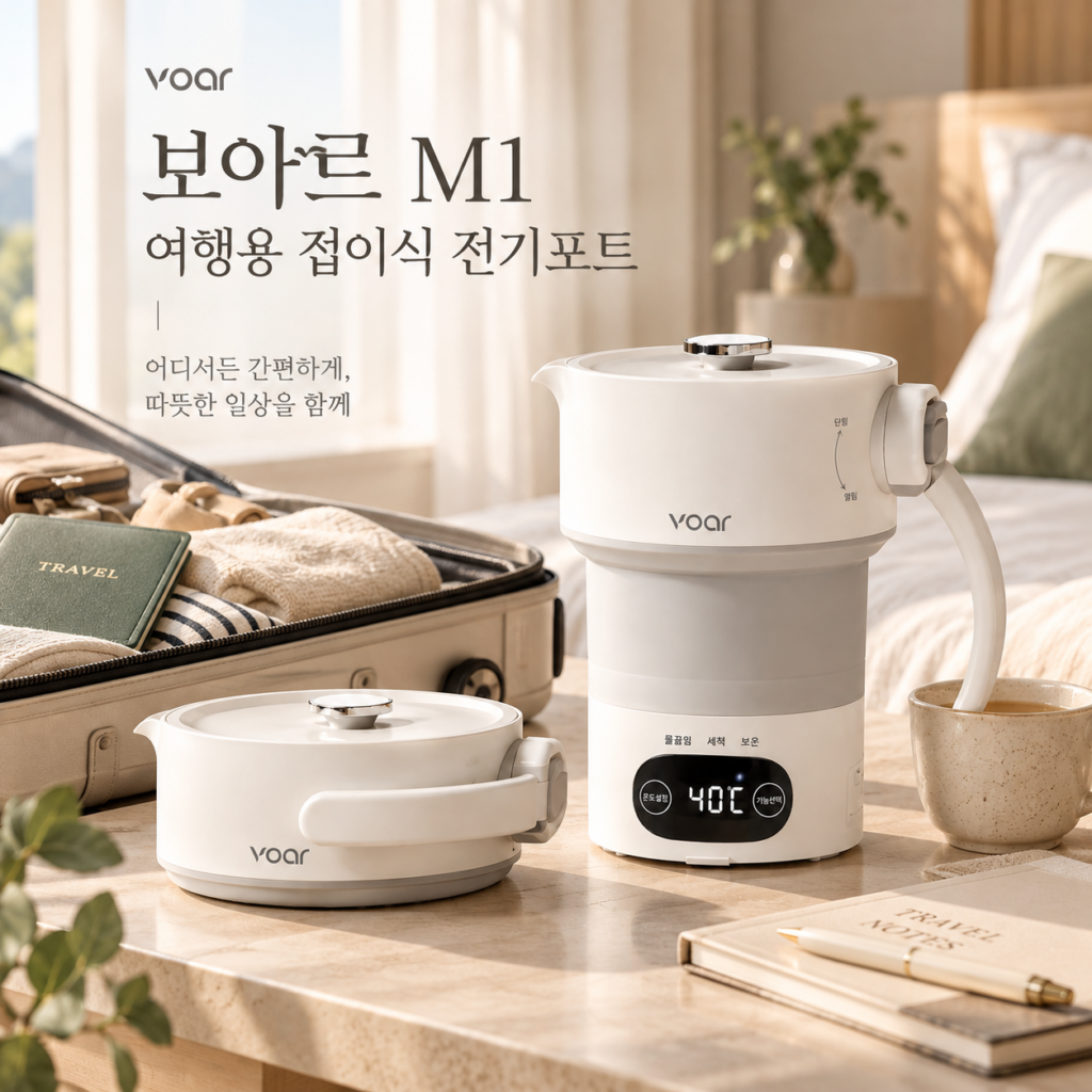 여행용 접이식 전기포트 추천, 보아르 휴대용 온도조절 전기포트 M1 제품 이미지