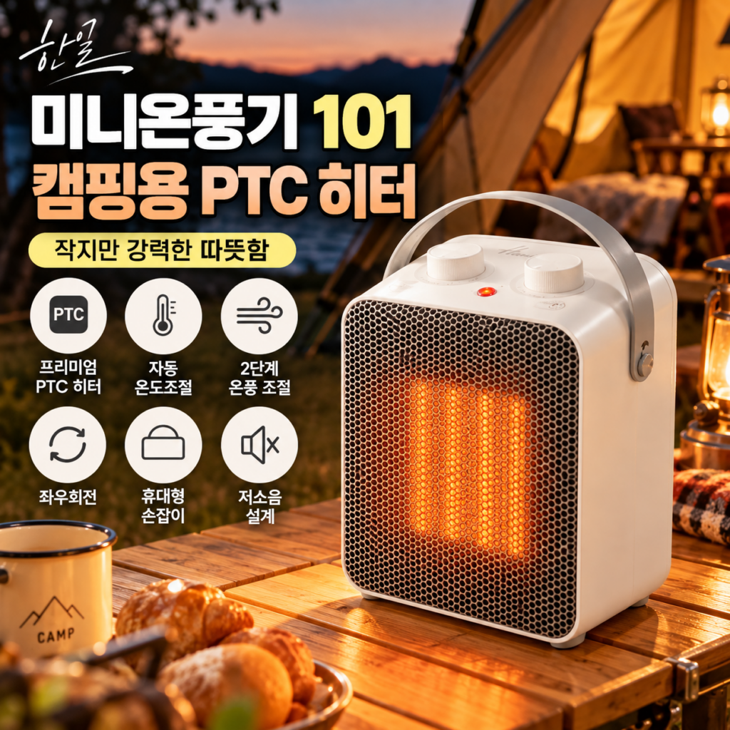 캠핑용 온풍기 추천, 한일 미니온풍기 101 PTC 히터 제품 이미지